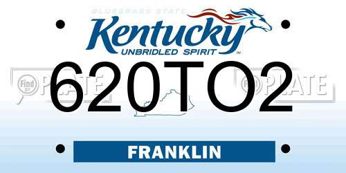 620TO2 Kentucky License Plate