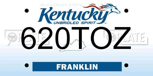 620TOZ Kentucky License Plate