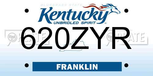 620ZYR Kentucky License Plate