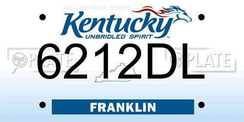 6212DL Kentucky License Plate