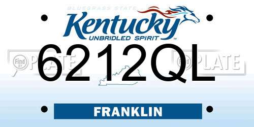6212QL Kentucky License Plate
