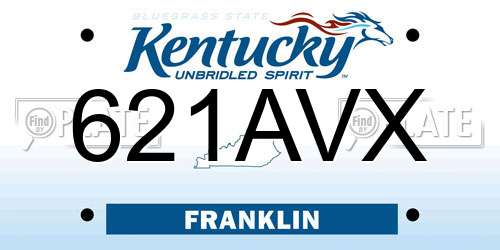 621AVX Kentucky License Plate