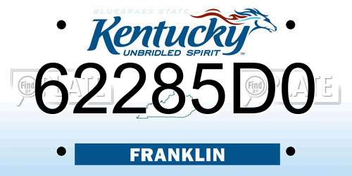 62285D0 Kentucky License Plate