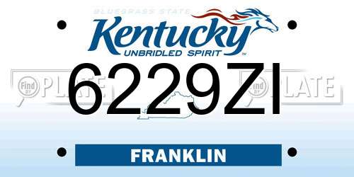6229ZI Kentucky License Plate