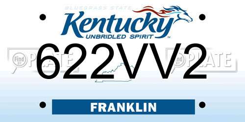 622VV2 Kentucky License Plate