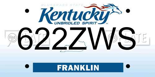 622ZWS Kentucky License Plate