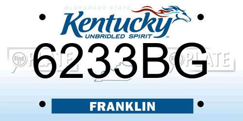 6233BG Kentucky License Plate