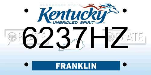 6237HZ Kentucky License Plate