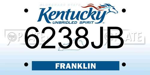 6238JB Kentucky License Plate