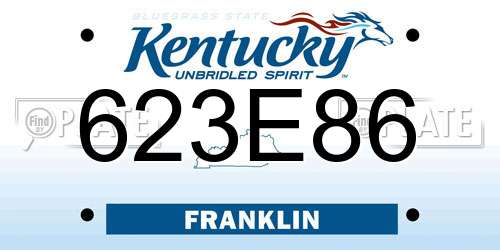 623E86 Kentucky License Plate