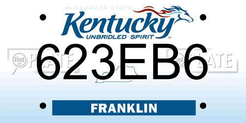 623EB6 Kentucky License Plate