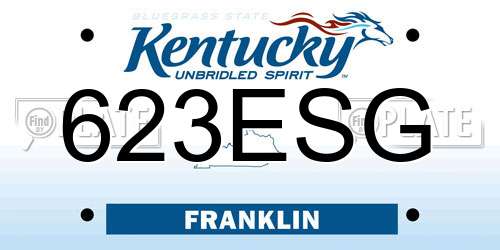 623ESG Kentucky License Plate