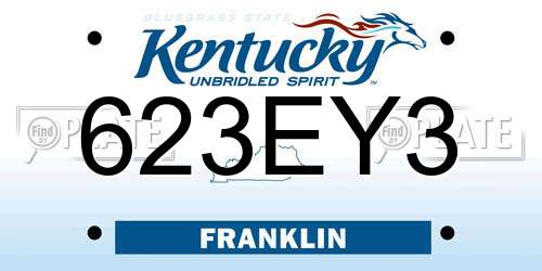 623EY3 Kentucky License Plate