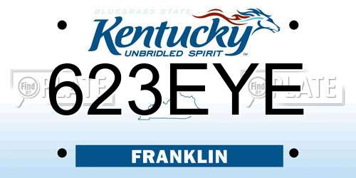 623EYE Kentucky License Plate