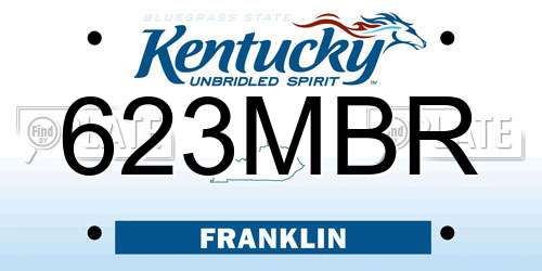 623MBR Kentucky License Plate