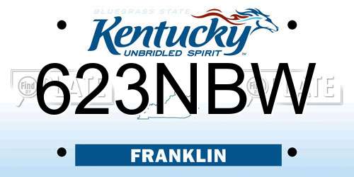 623NBW Kentucky License Plate