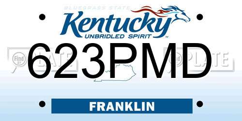 623PMD Kentucky License Plate