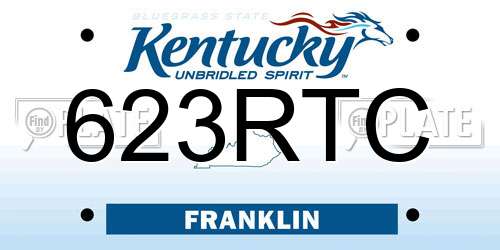 623RTC Kentucky License Plate