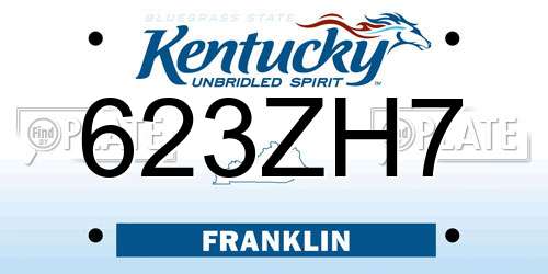 623ZH7 Kentucky License Plate