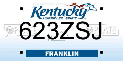 623ZSJ Kentucky License Plate