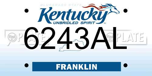 6243AL Kentucky License Plate