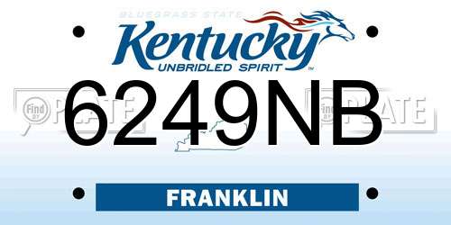 6249NB Kentucky License Plate