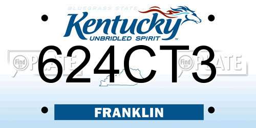 624CT3 Kentucky License Plate