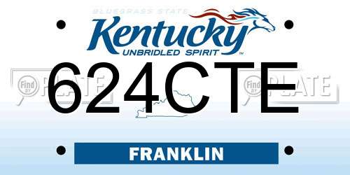 624CTE Kentucky License Plate