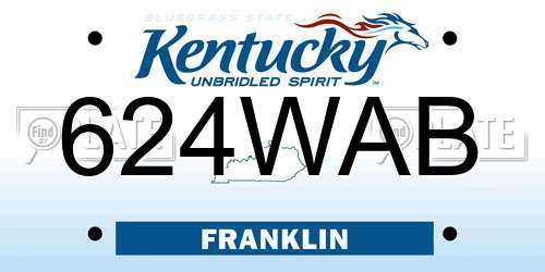 624WAB Kentucky License Plate