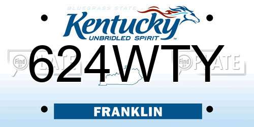 624WTY Kentucky License Plate