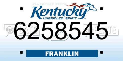6258545 Kentucky License Plate