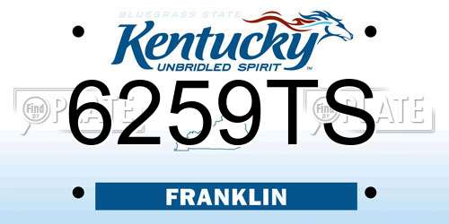 6259TS Kentucky License Plate