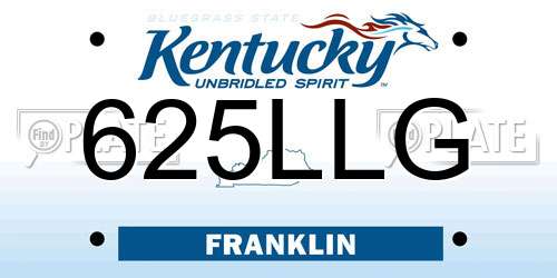 625LLG Kentucky License Plate