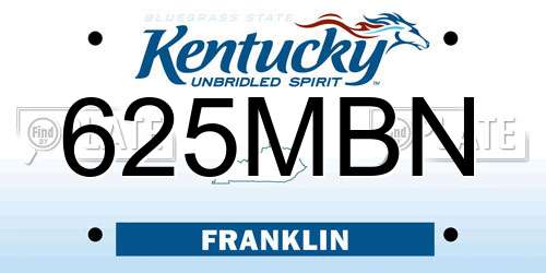 625MBN Kentucky License Plate