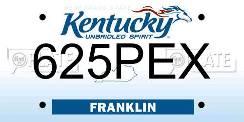 625PEX Kentucky License Plate