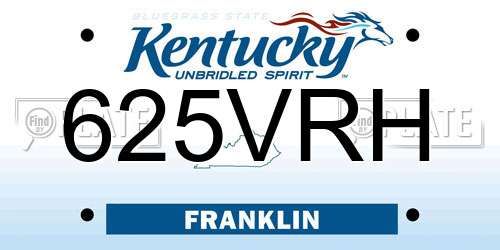 625VRH Kentucky License Plate