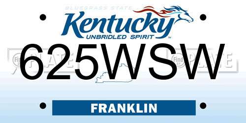 625WSW Kentucky License Plate