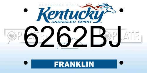 6262BJ Kentucky License Plate