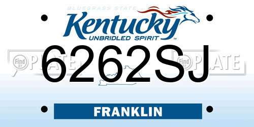 6262SJ Kentucky License Plate