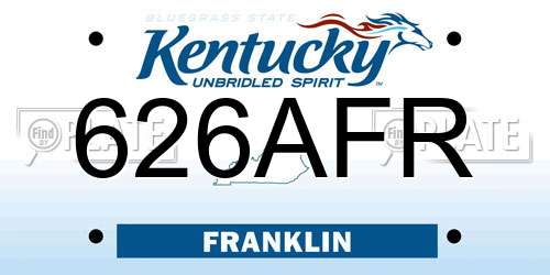 626AFR Kentucky License Plate