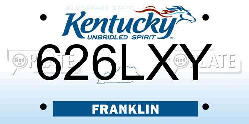 626LXY Kentucky License Plate