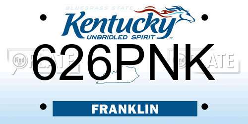 626PNK Kentucky License Plate
