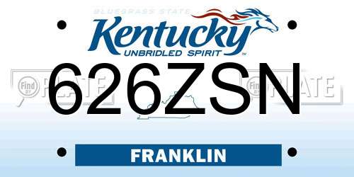 626ZSN Kentucky License Plate