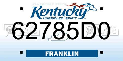 62785D0 Kentucky License Plate