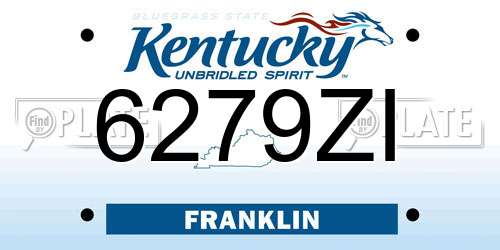 6279ZI Kentucky License Plate