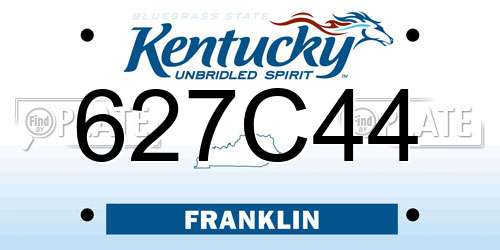 627C44 Kentucky License Plate