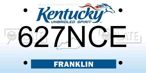 627NCE Kentucky License Plate