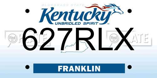627RLX Kentucky License Plate