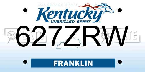 627ZRW Kentucky License Plate