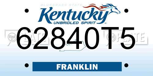 62840T5 Kentucky License Plate